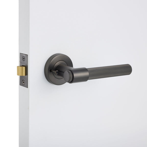 Rosedale Knurled Gunmetal Privacy Door Handle | Manovella