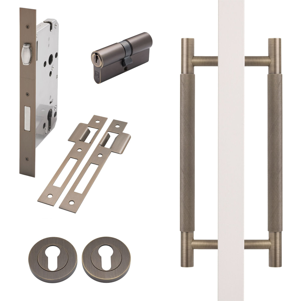 Aged Brass Roller Lock Kit - Charmian Pull