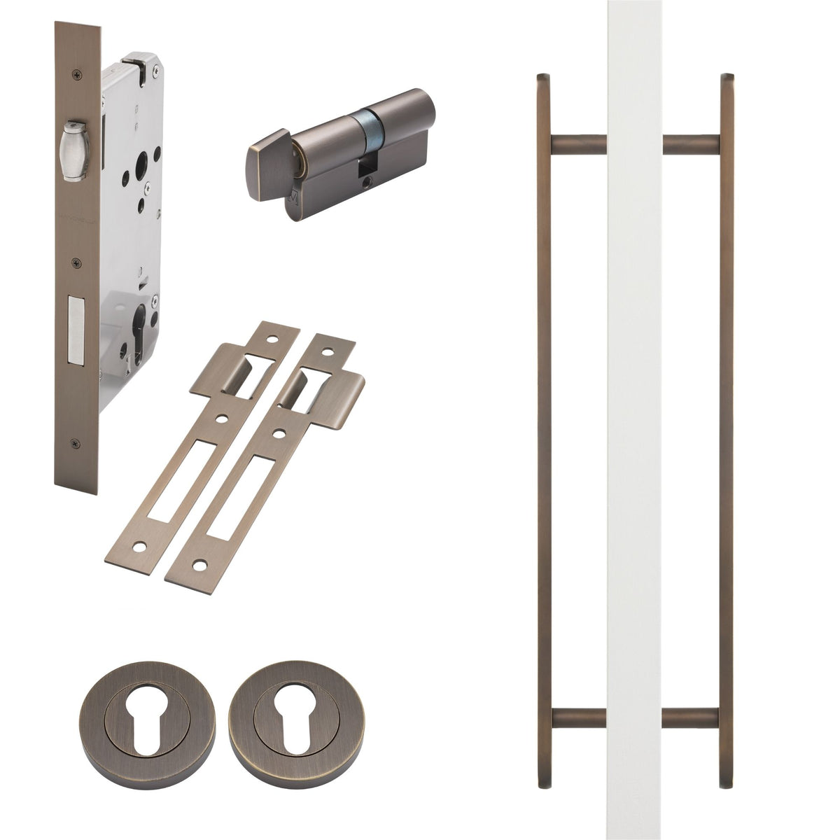 Aged Brass Roller Lock Kit - Imogen Pull