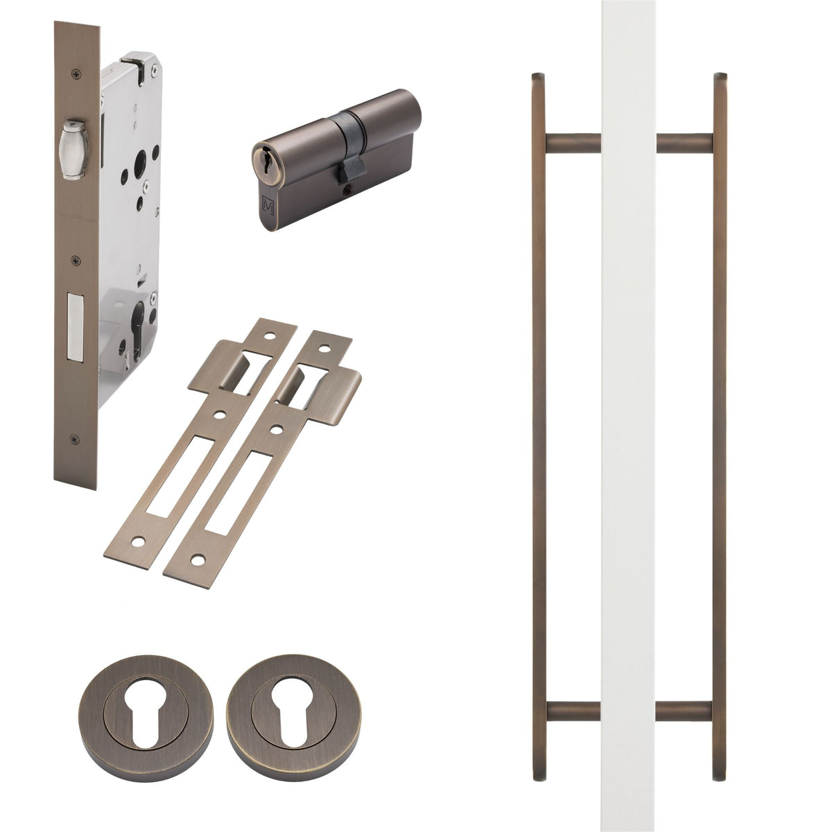 Aged Brass Roller Lock Kit - Imogen Pull