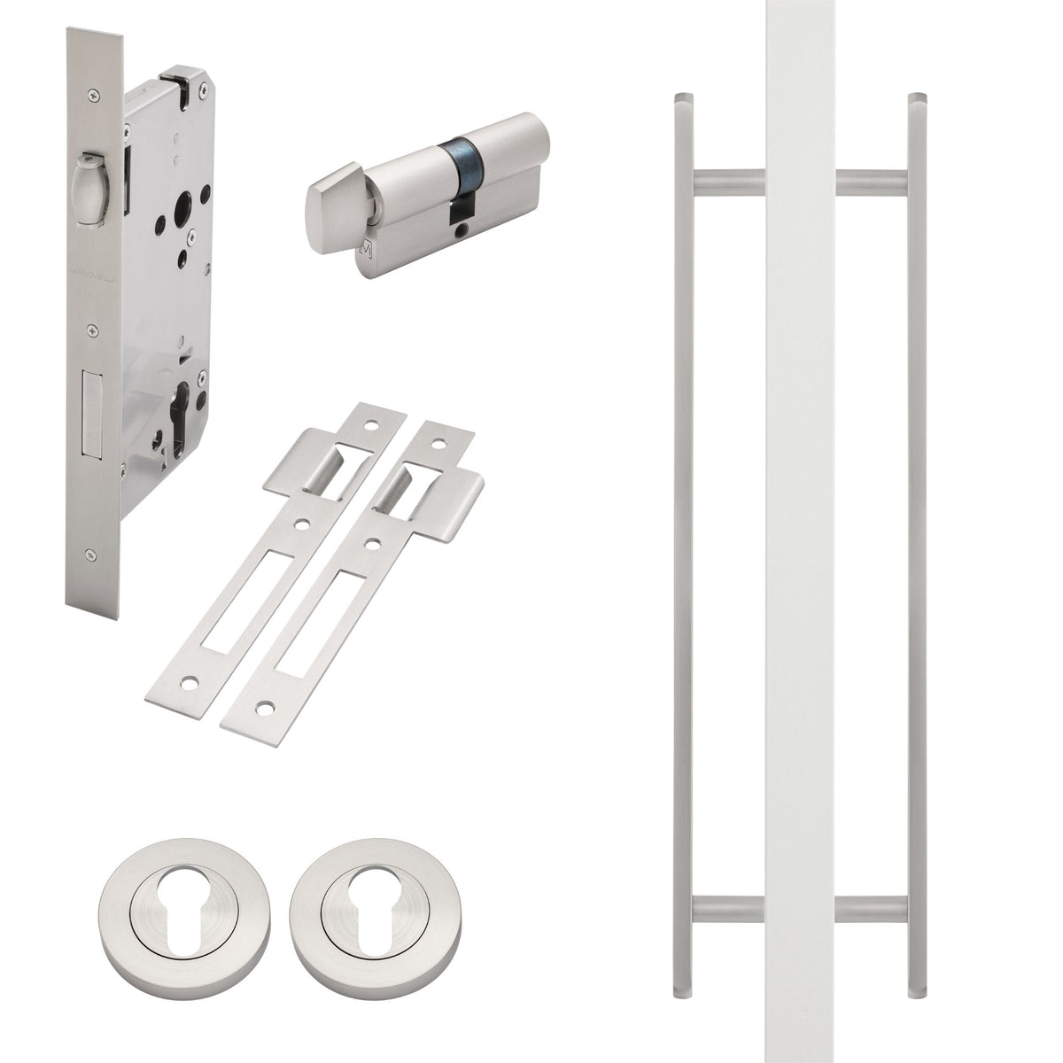 Brushed Nickel Roller Lock Kit - Imogen Pull