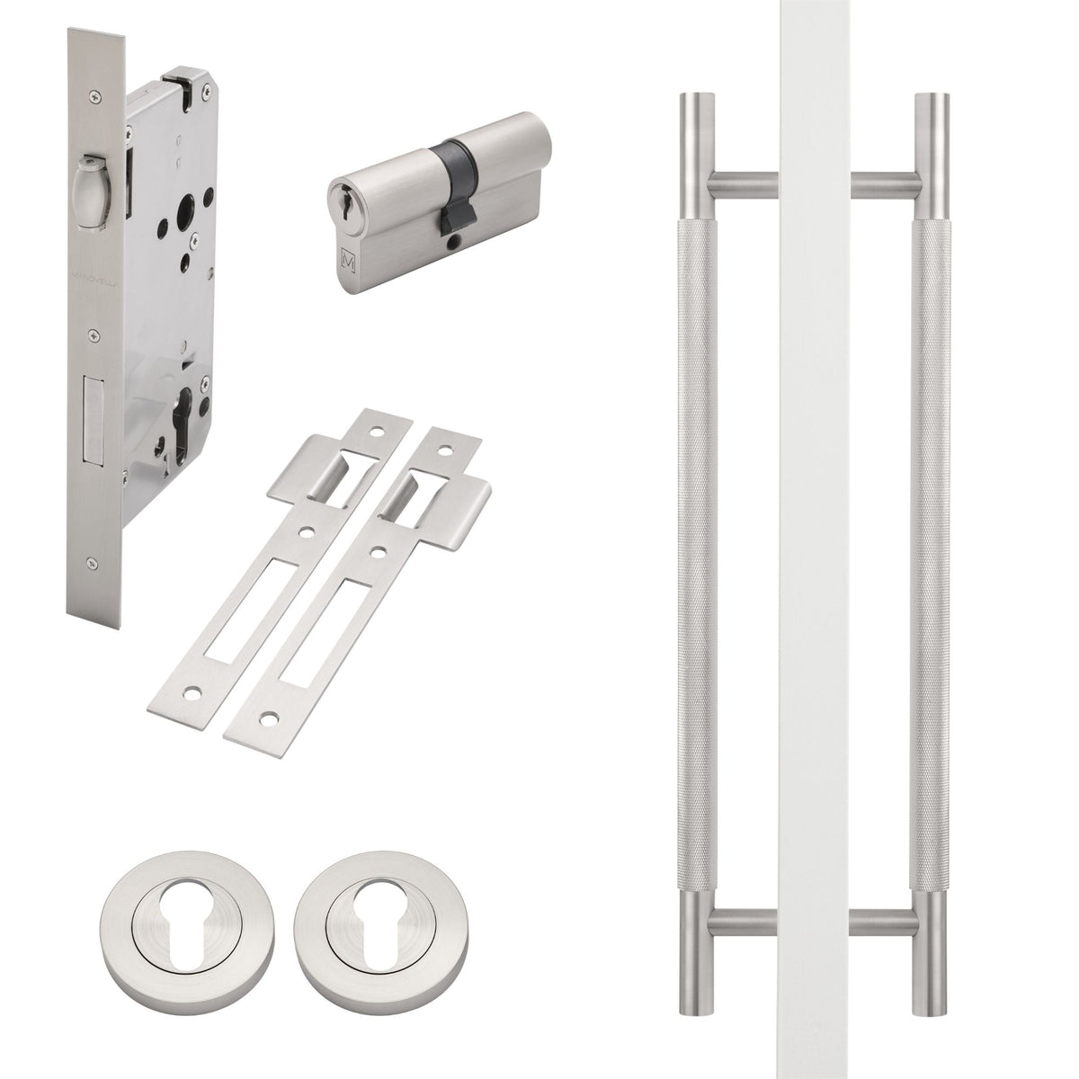 Brushed Nickel Roller Lock Kit - Charmian Pull