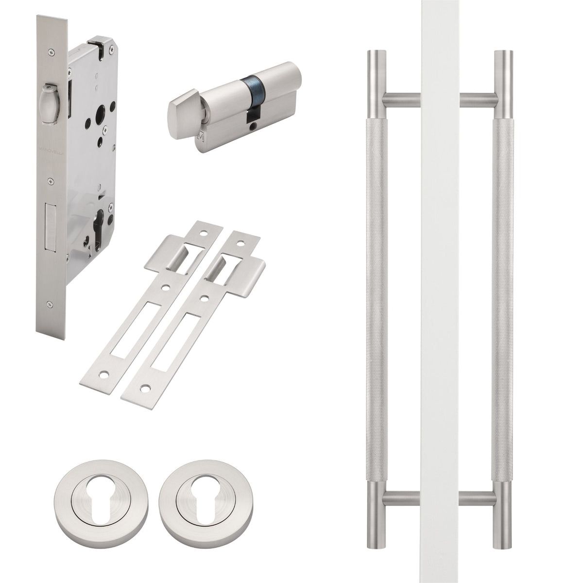 Brushed Nickel Roller Lock Kit - Charmian Pull