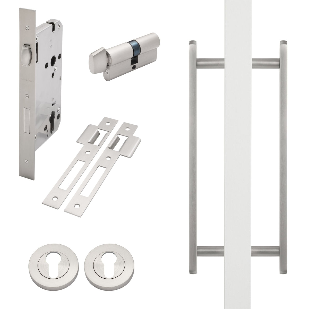 Brushed Nickel Roller Lock Kit - Imogen Pull