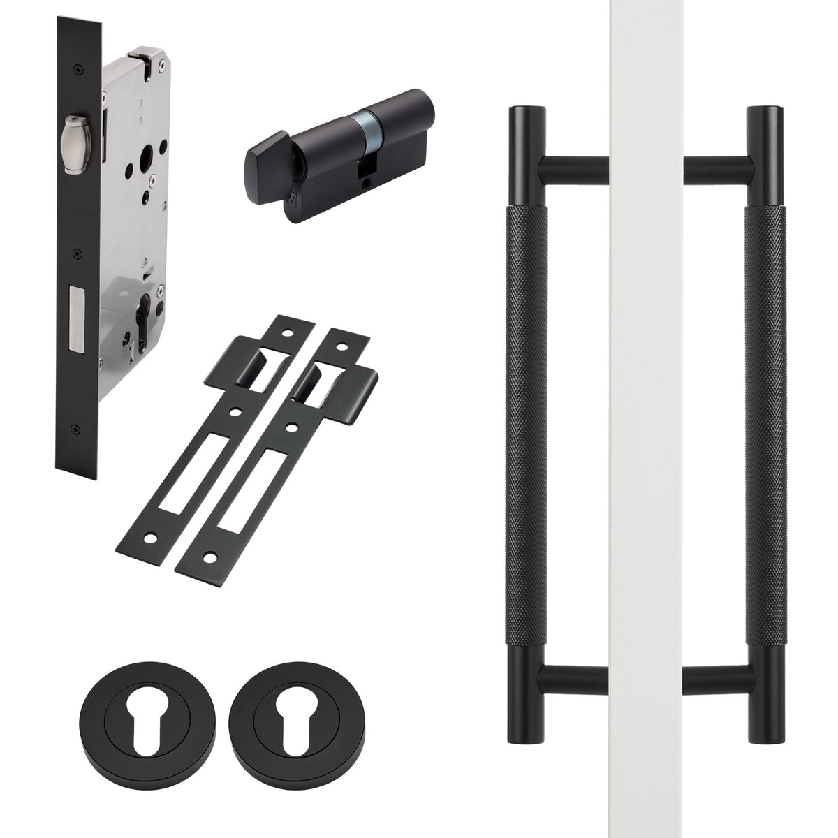 Matt Black Roller Lock Kit - Charmian Pull