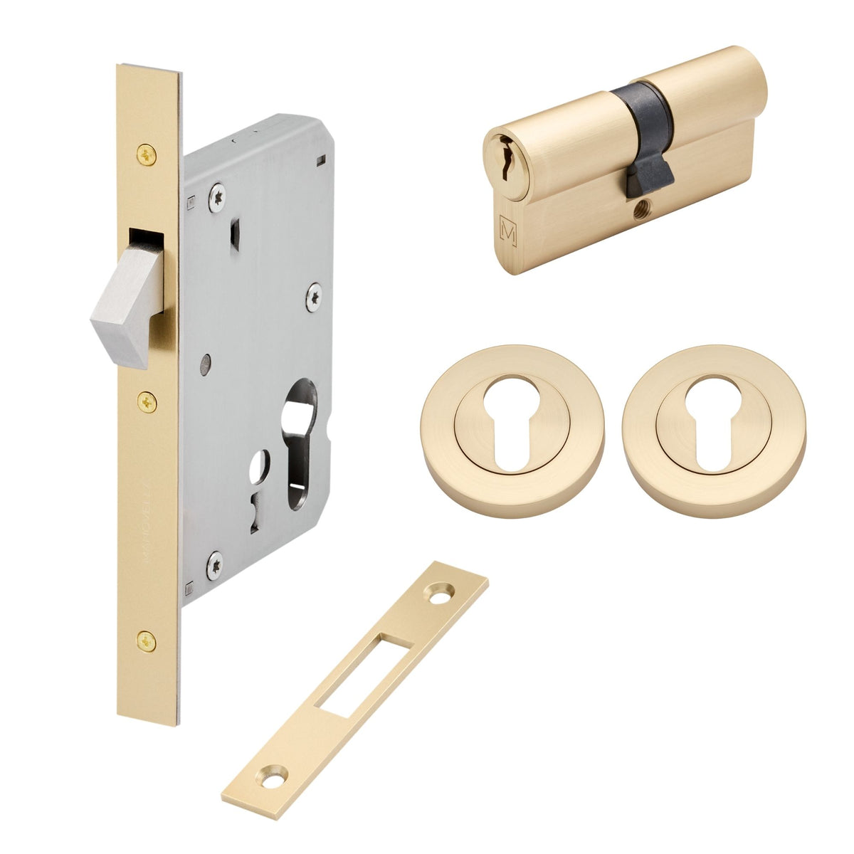 Satin Brass Sliding Door Lock Kit