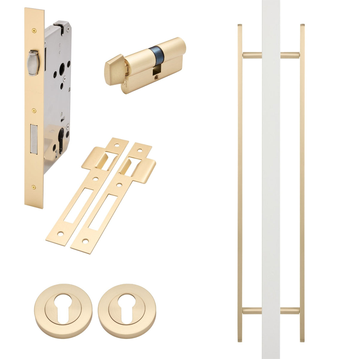 Satin Brass Roller Lock Kit - Imogen Pull