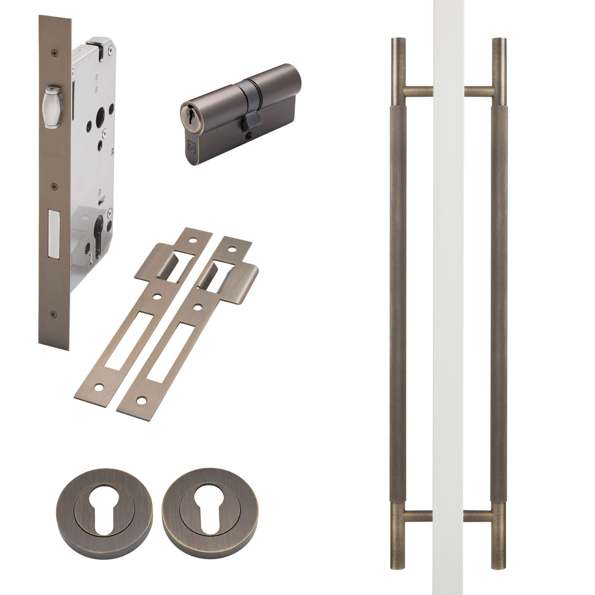 Aged Brass Roller Lock Kit - Charmian Pull