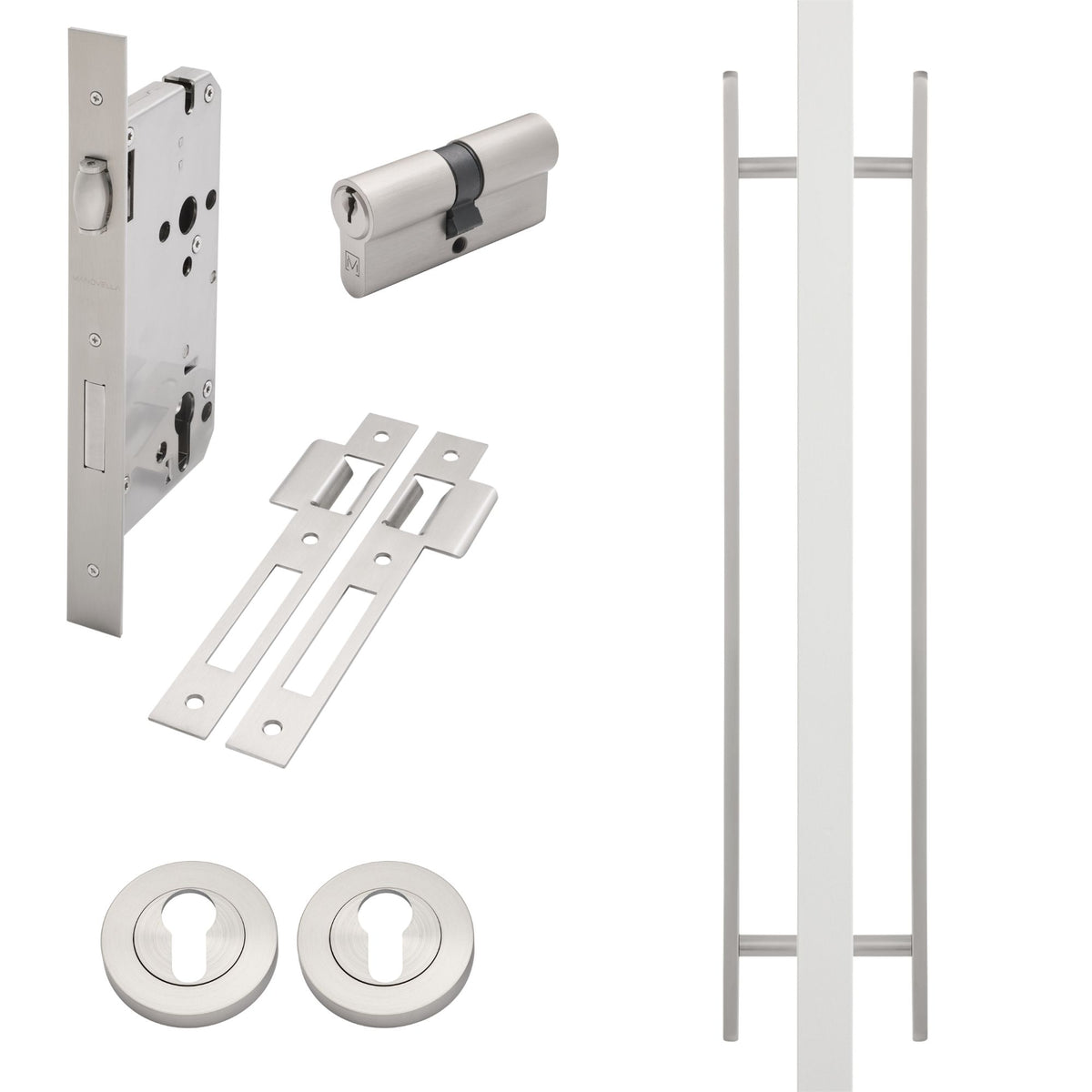 Brushed Nickel Roller Lock Kit - Imogen Pull