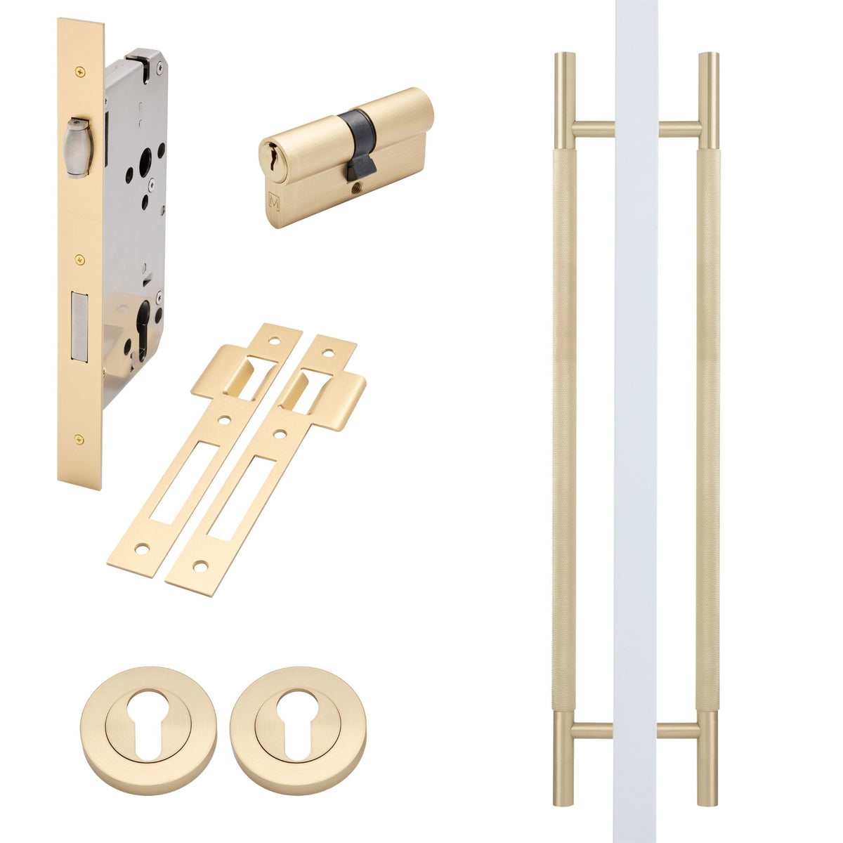 Satin Brass Roller Lock Kit - Charmian Pull