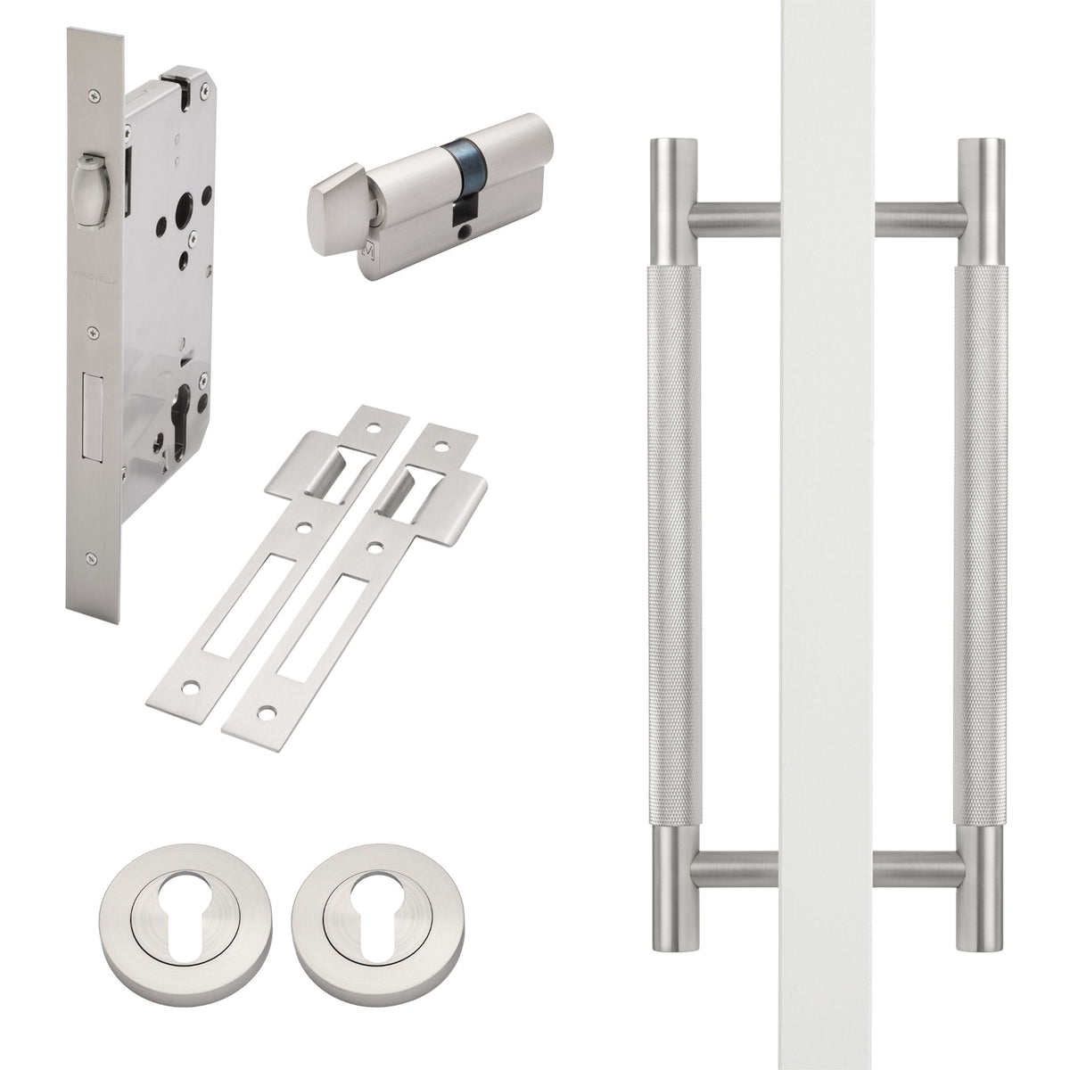Brushed Nickel Roller Lock Kit - Charmian Pull
