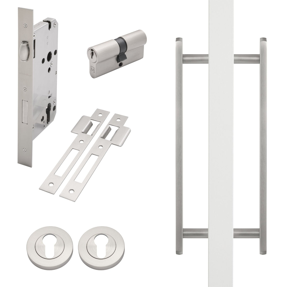Brushed Nickel Roller Lock Kit - Imogen Pull