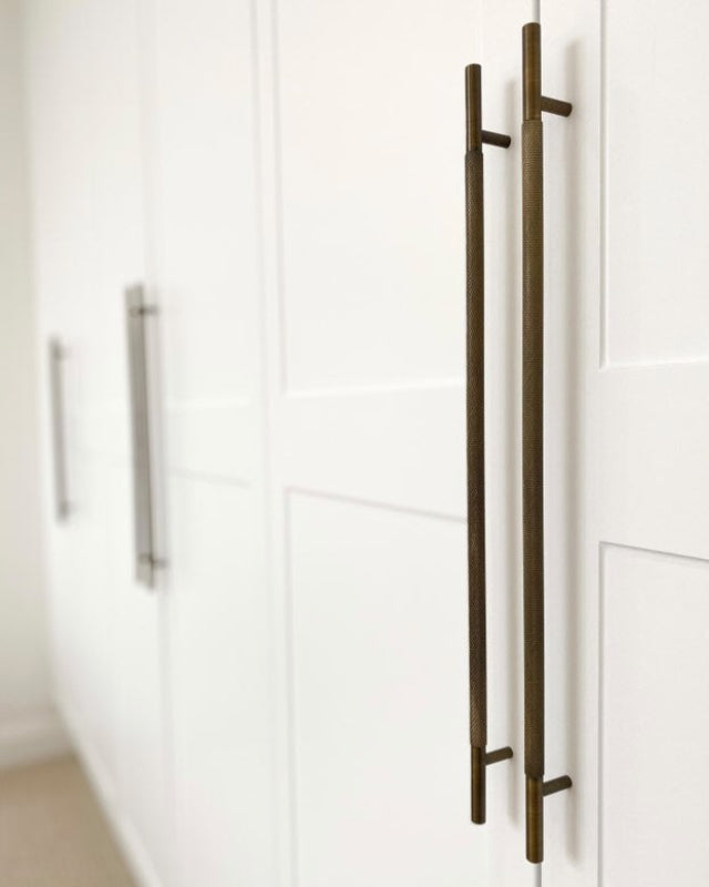Aged Brass Knurled Drawer Pull - Charmian