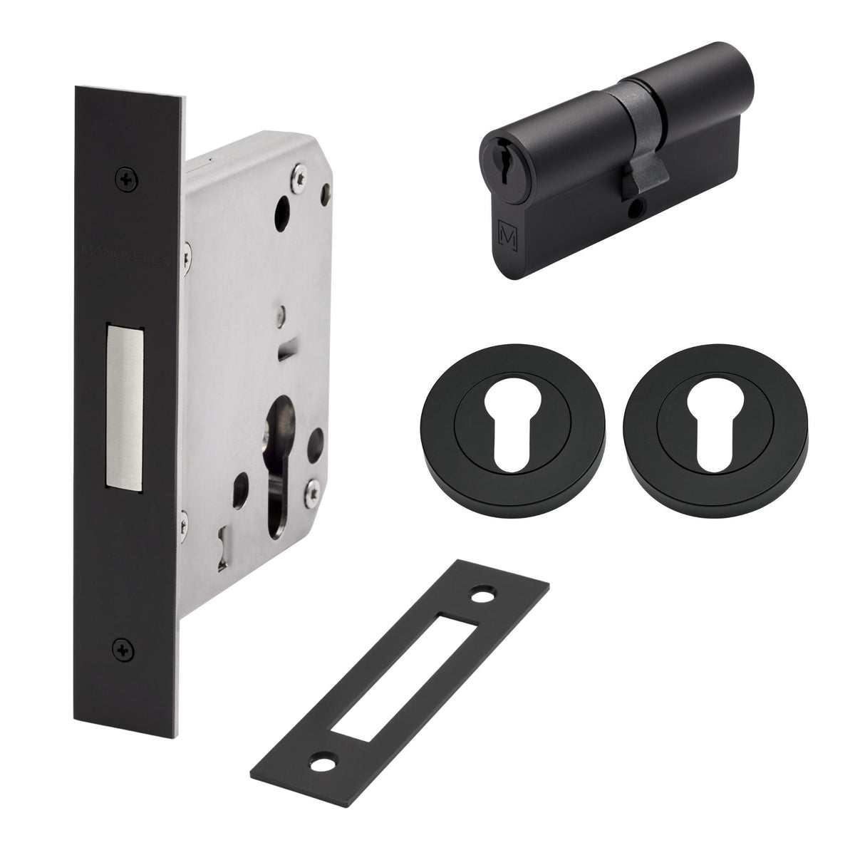 Matt Black Euro Deadbolt Kit