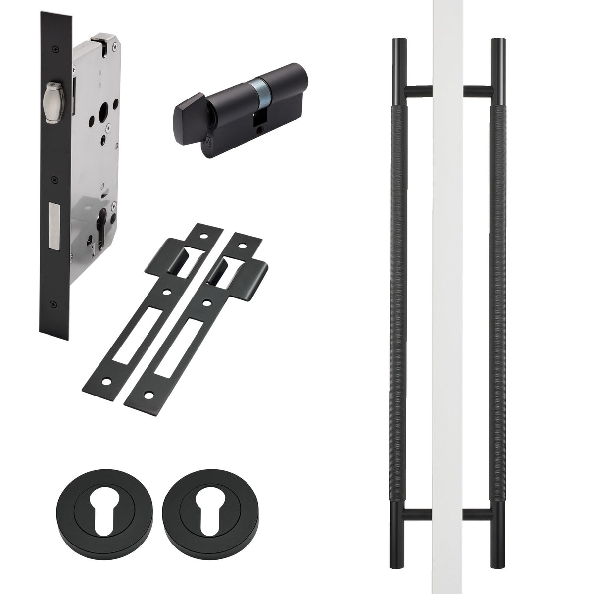 Matt Black Roller Lock Kit - Charmian Pull