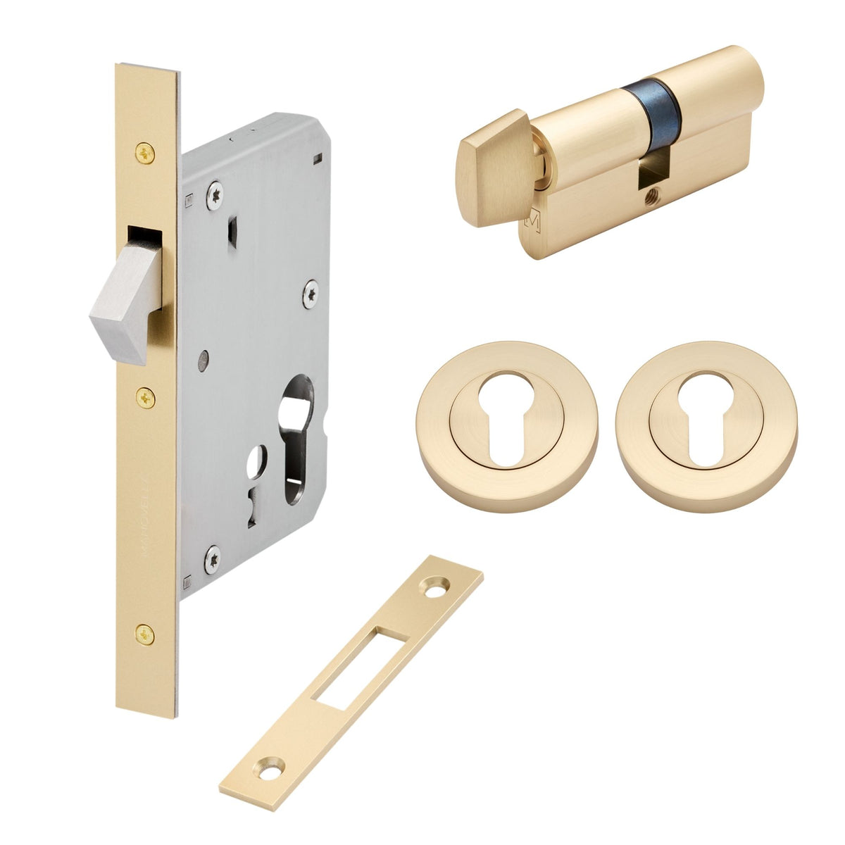 Satin Brass Sliding Door Lock Kit
