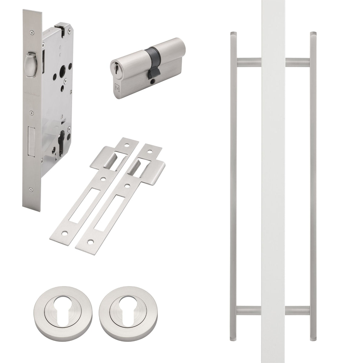 Brushed Nickel Roller Lock Kit - Imogen Pull