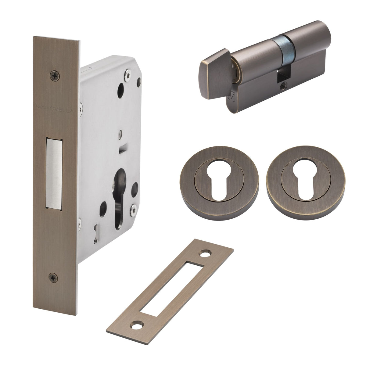 Aged Brass Euro Deadbolt Kit