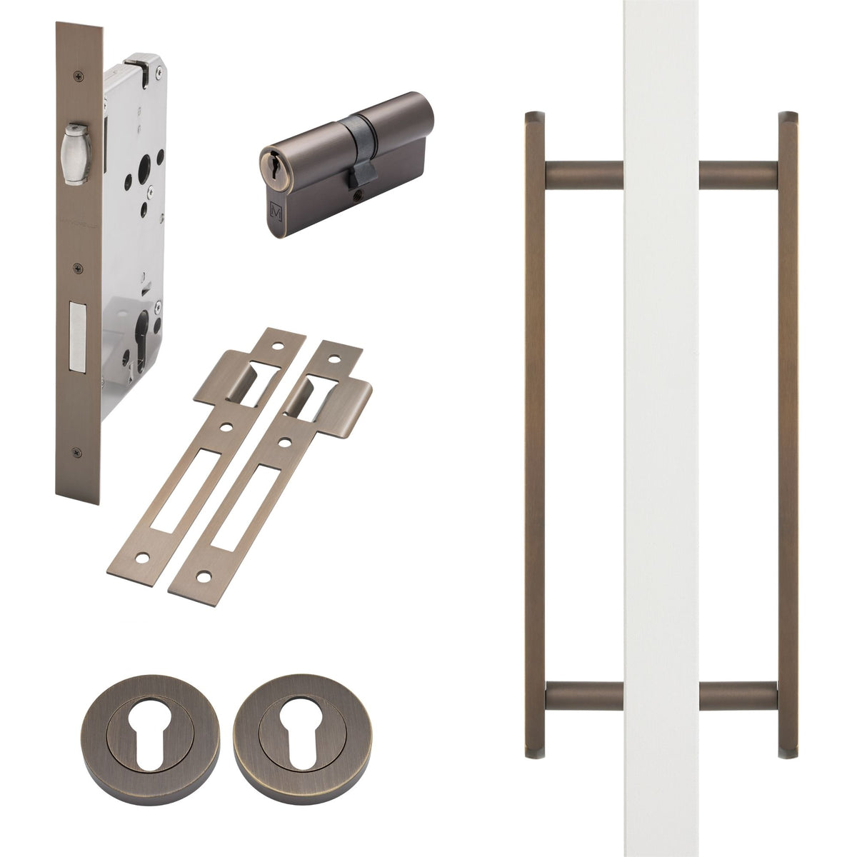 Aged Brass Roller Lock Kit - Imogen Pull