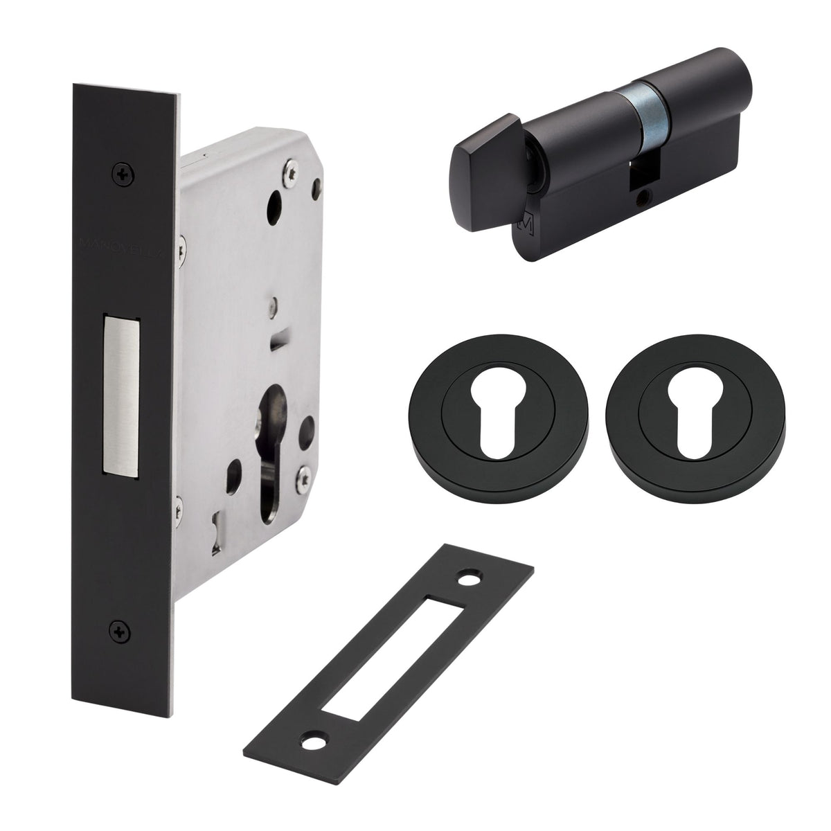 Matt Black Euro Deadbolt Kit