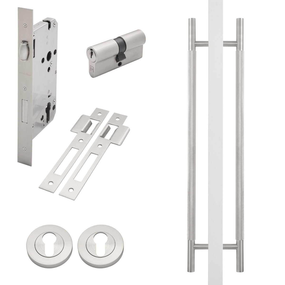 Brushed Nickel Roller Lock Kit - Charmian Pull