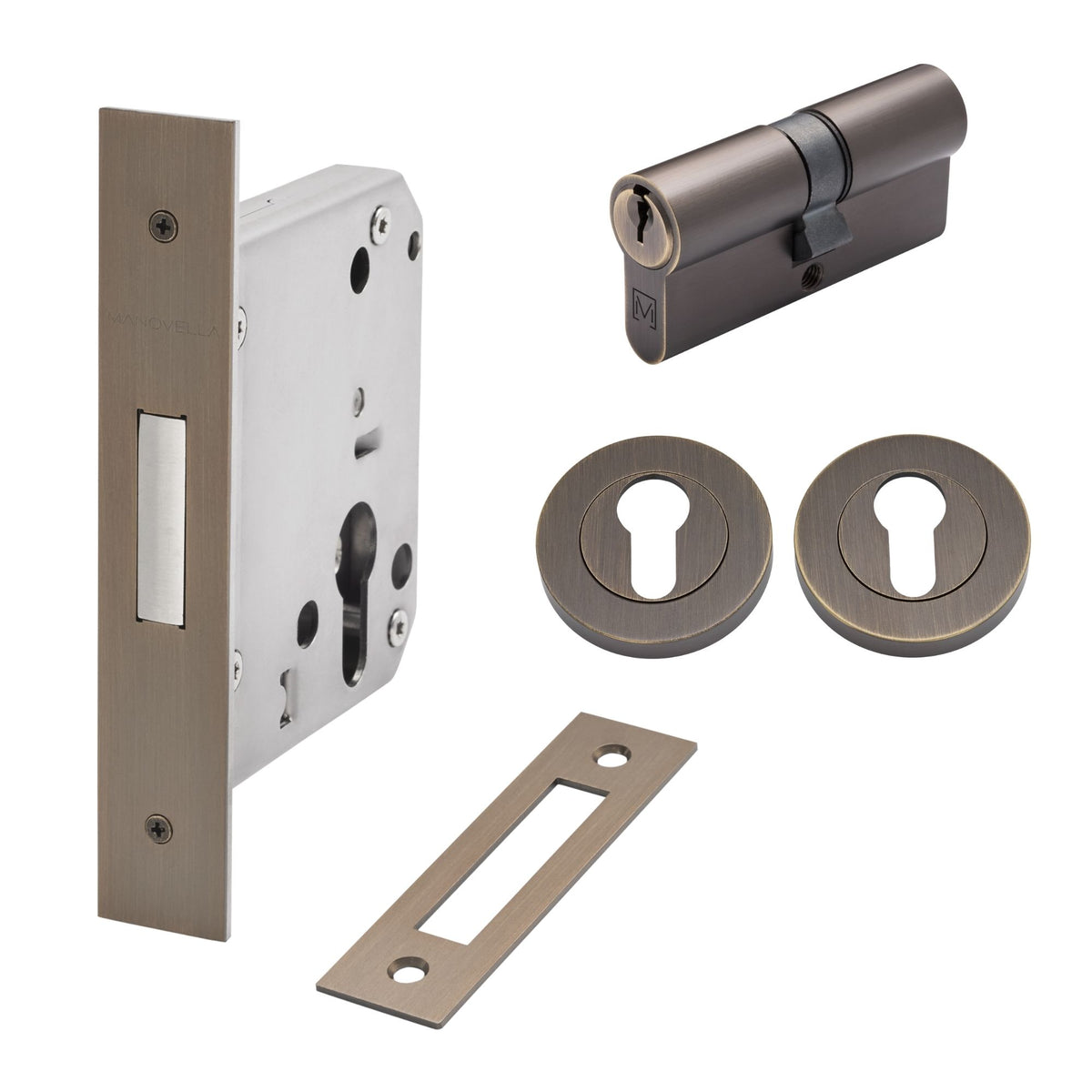 Aged Brass Euro Deadbolt Kit