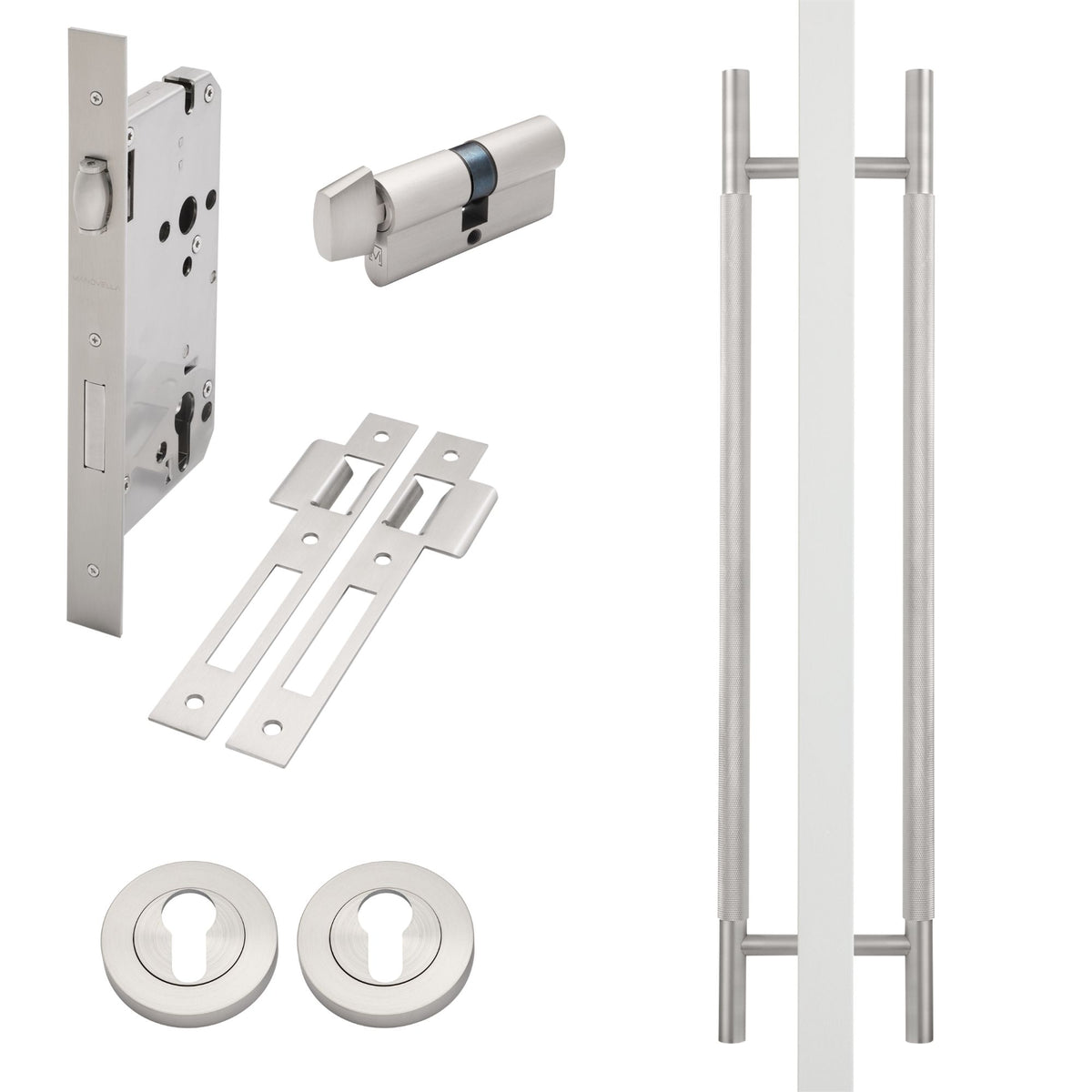 Brushed Nickel Roller Lock Kit - Charmian Pull