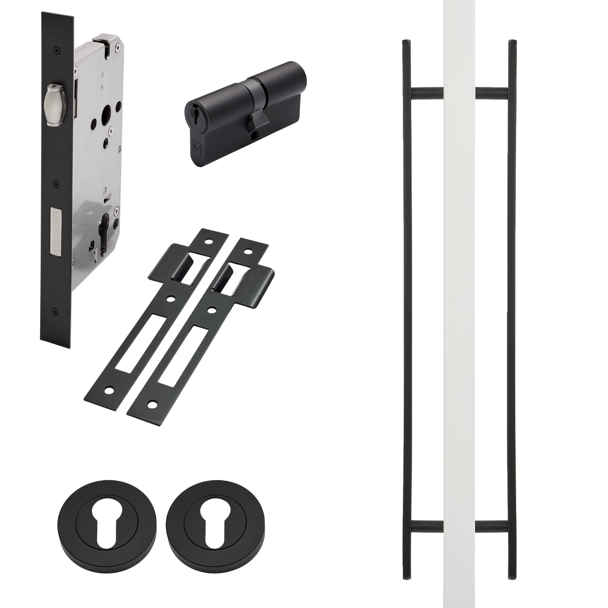 Lock Pull Kit Imogen Pull - Matt Black Roller Lock Kit- Manovella