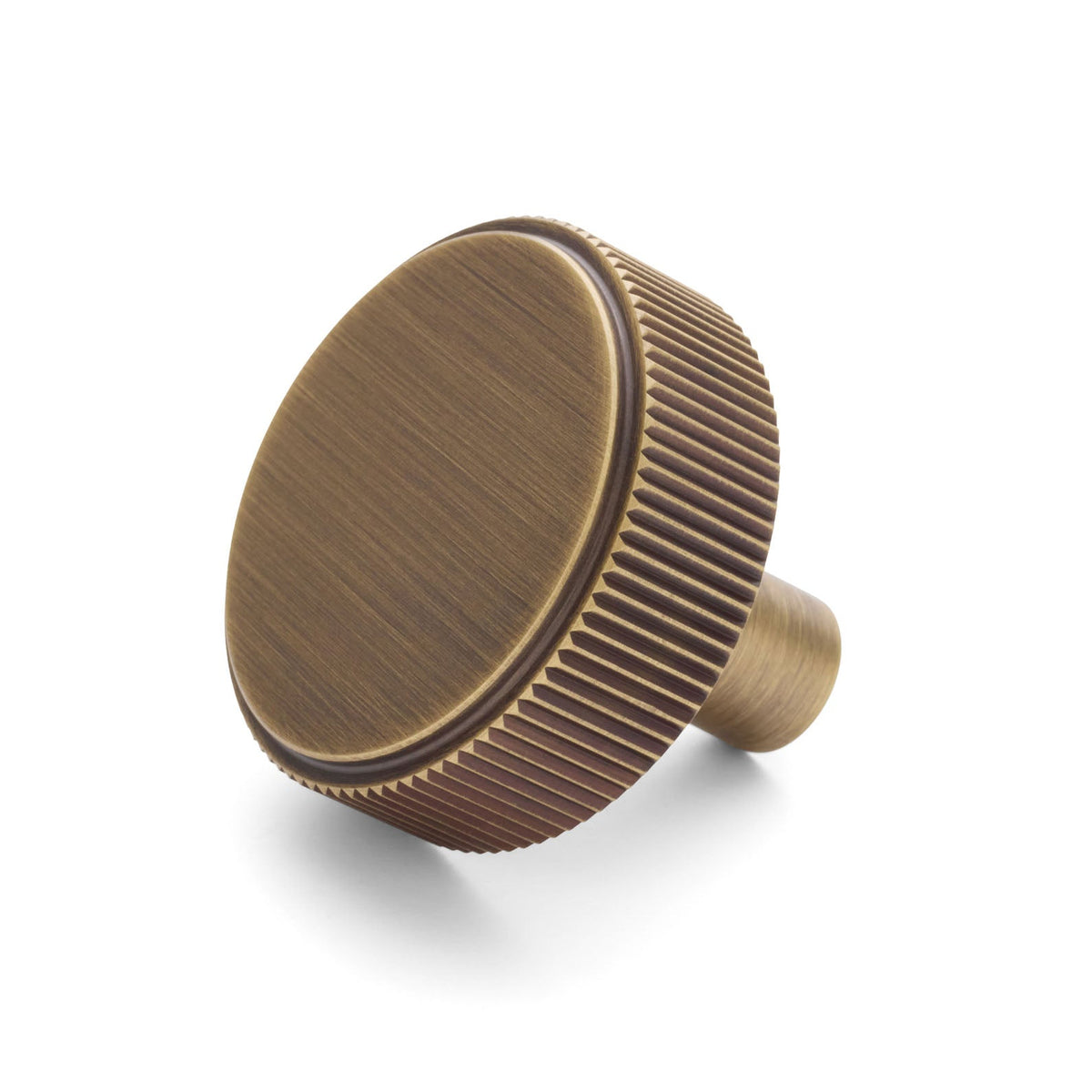 Aged Brass Round Fluted Cabinet Knob - Artemis