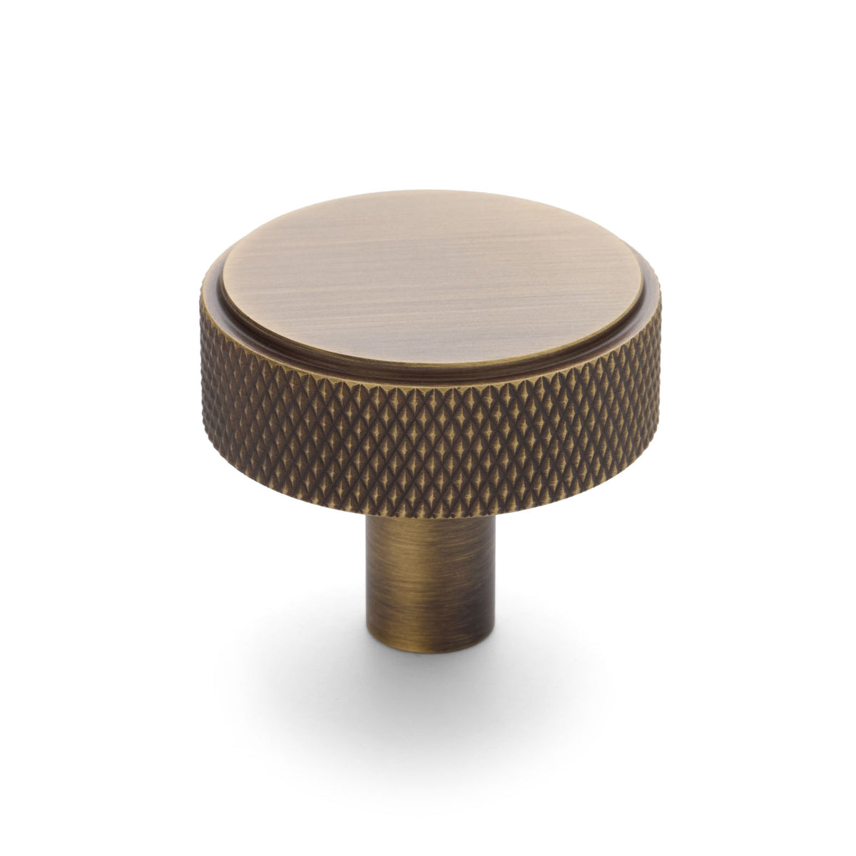 Aged Brass Round Knurled Cabinet Knob - Octavia