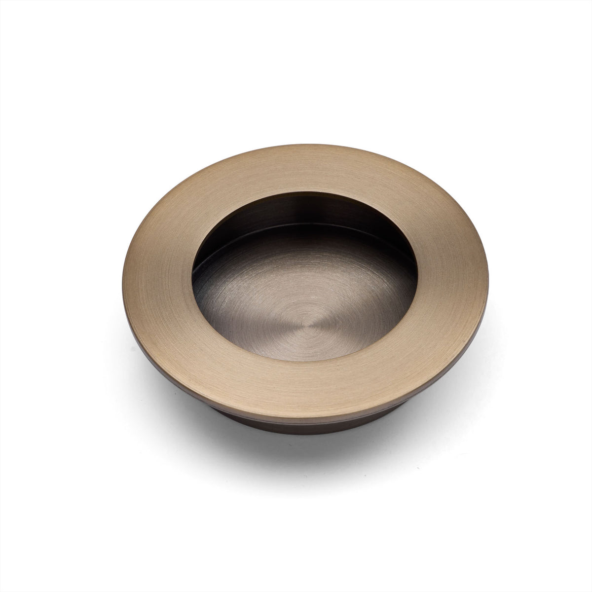 Aged Brass Sliding Door Round Flush Pull 65mm