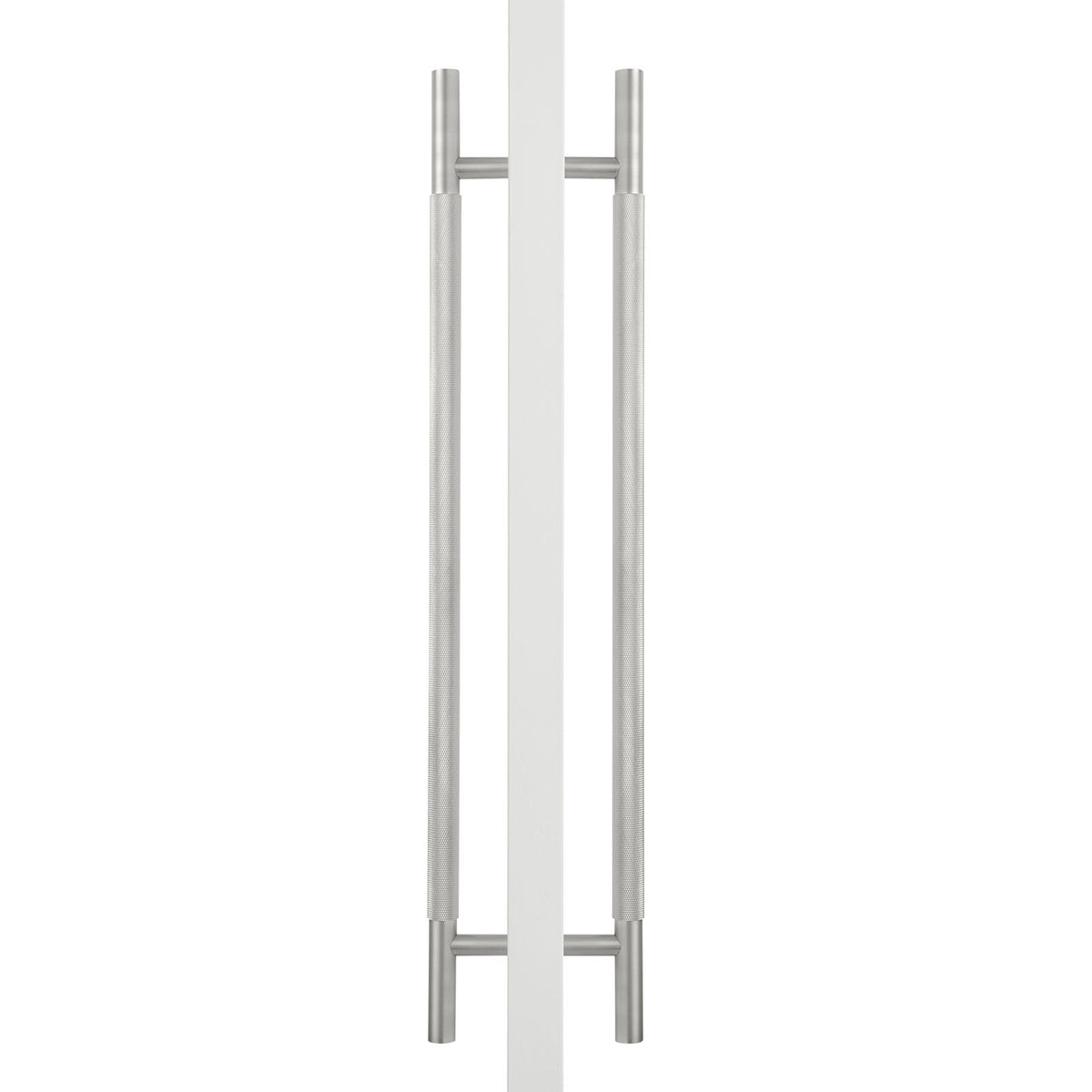 Brushed Nickel Knurled Back to Back Door Pull - Charmian