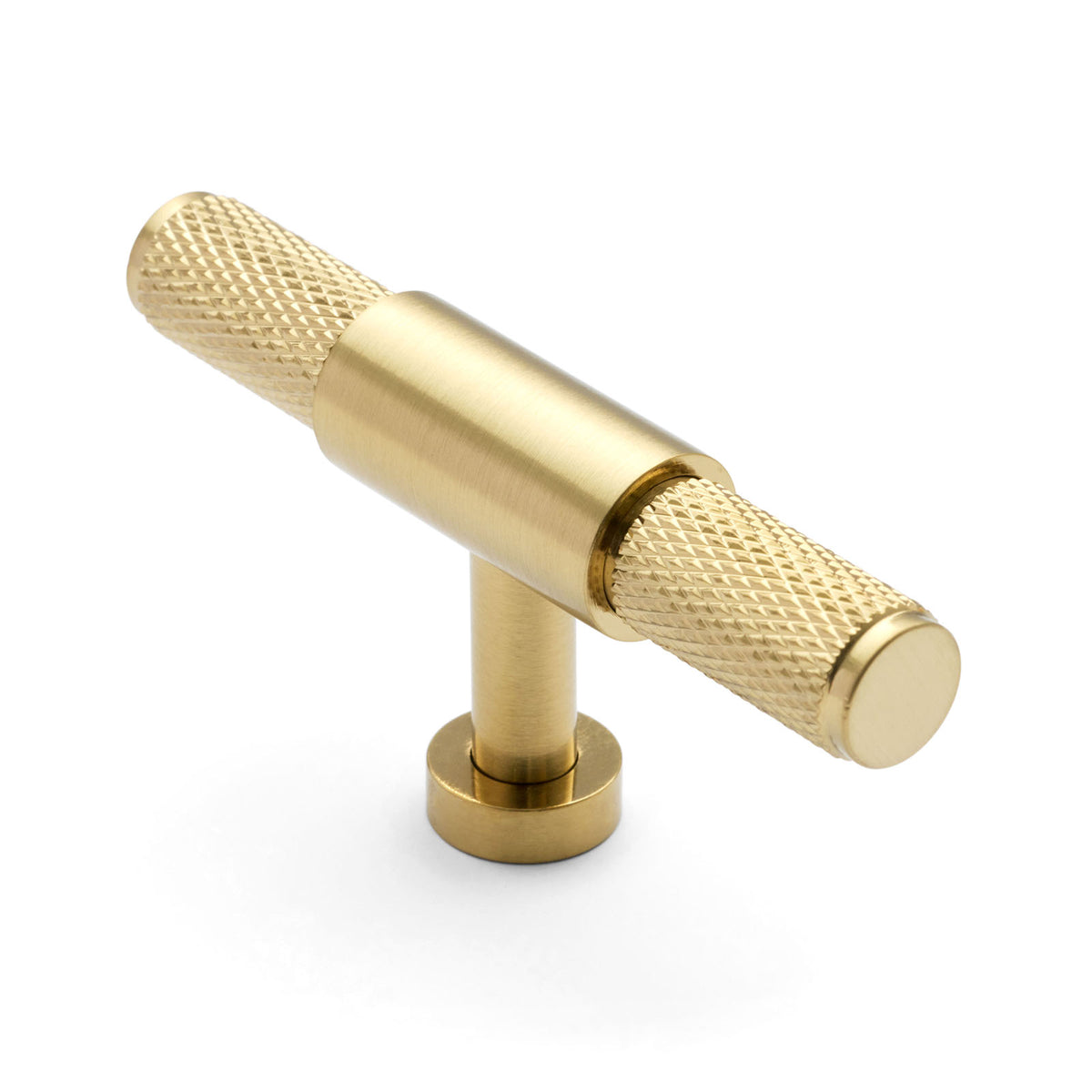 Brushed Brass PVD Knurled Cabinet T-Bar Pull - Miranda