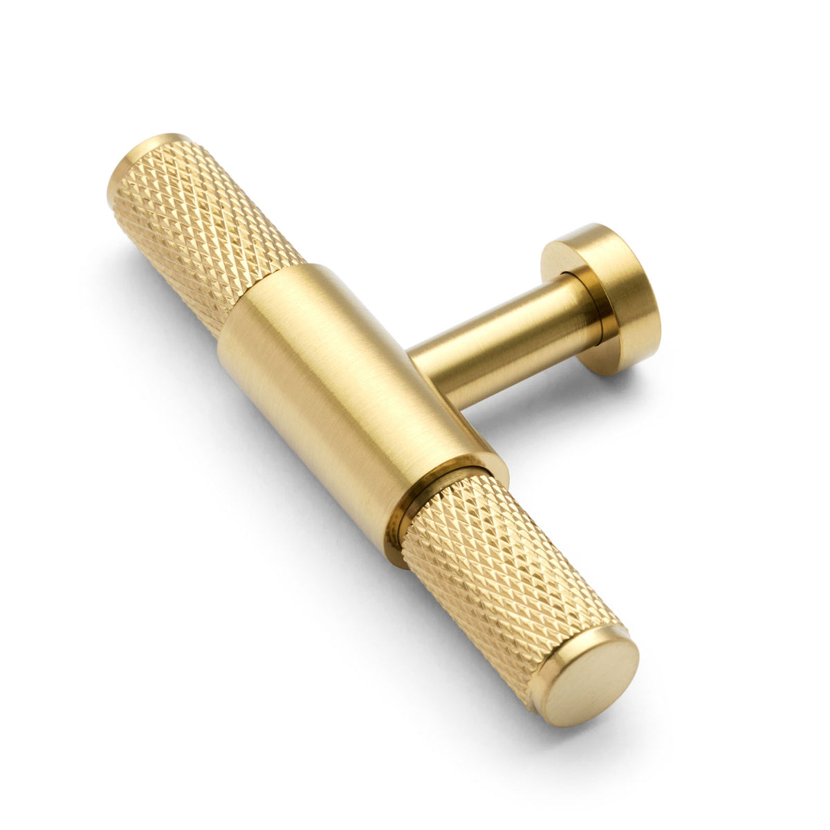 Brushed Brass PVD Knurled Cabinet T-Bar Pull - Miranda