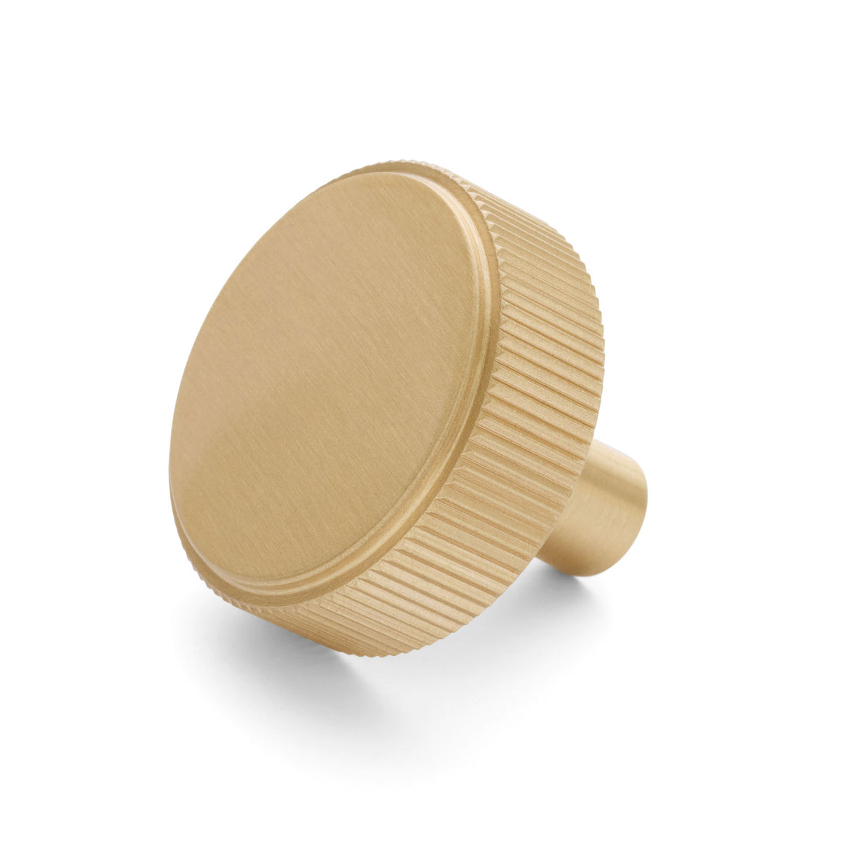 Brushed Brass Round Fluted Cabinet Knob - Artemis