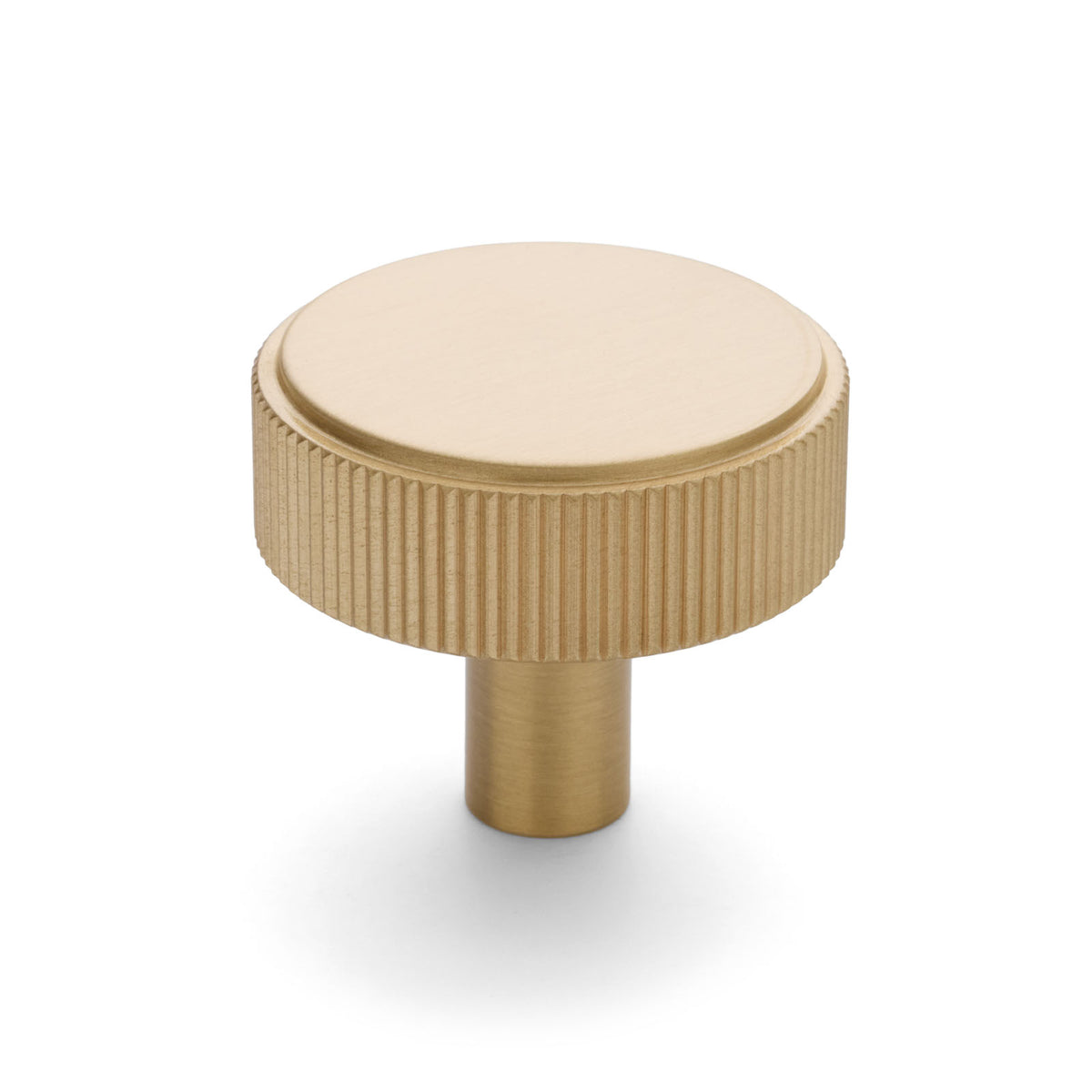 Brushed Brass Round Fluted Cabinet Knob - Artemis