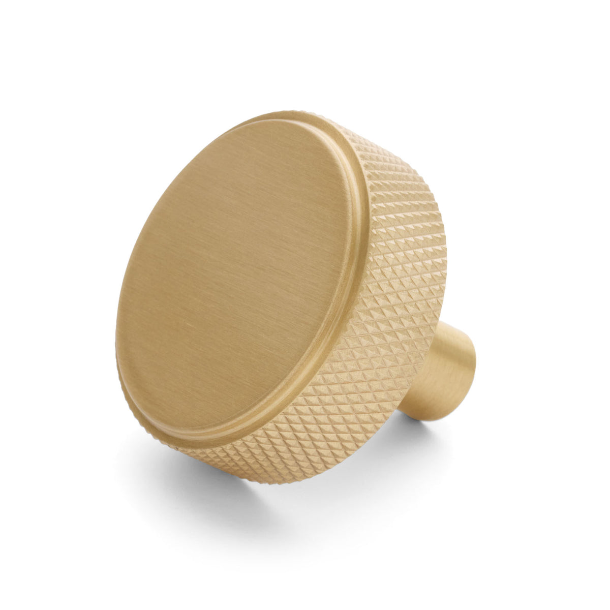 Brushed Brass Round Knurled Cabinet Knob - Octavia