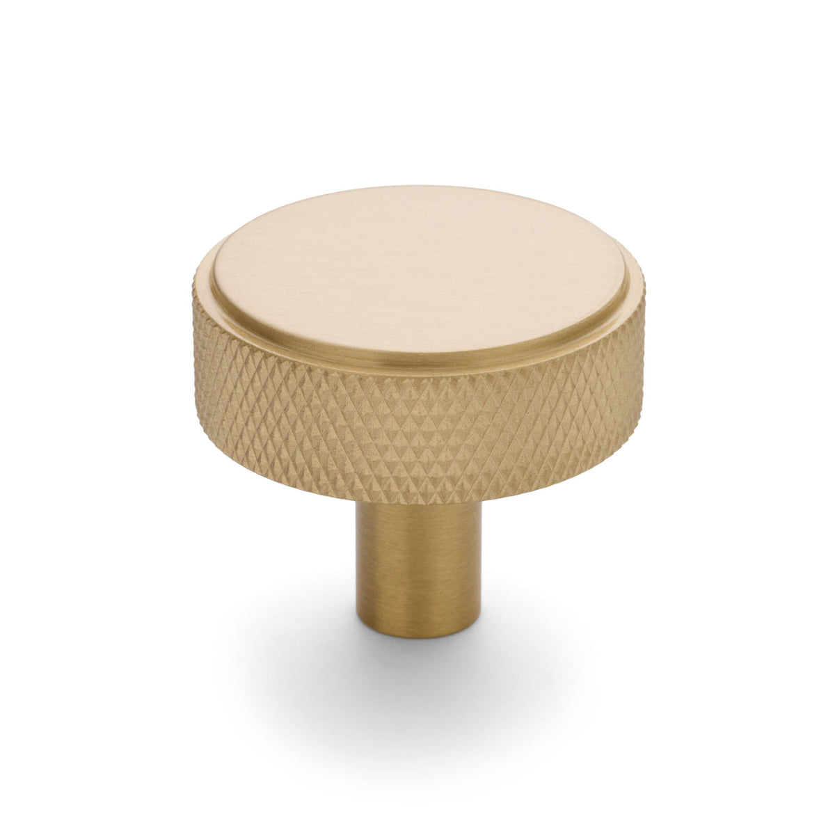 Brushed Brass Round Knurled Cabinet Knob - Octavia