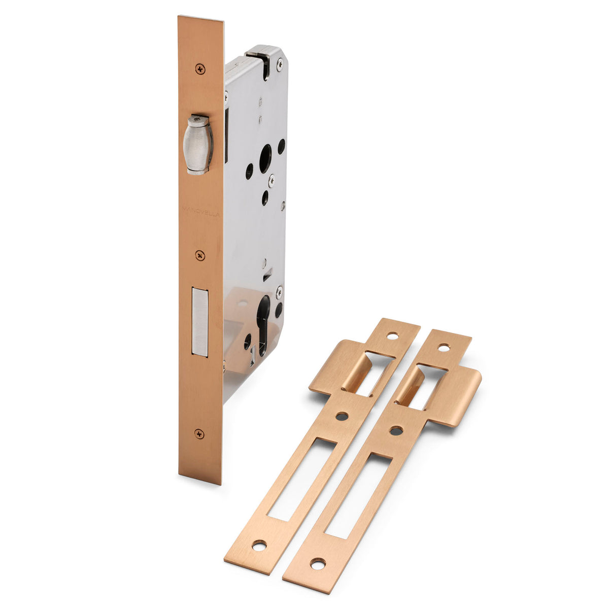 Brushed Copper Euro Roller Mortice Lock