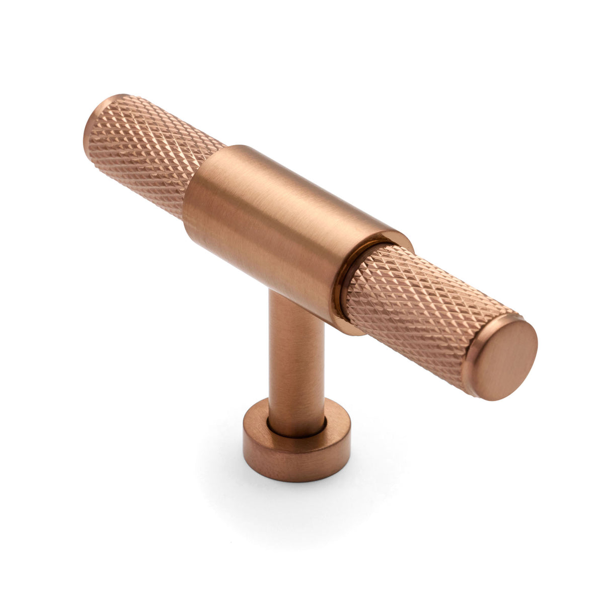 Brushed Copper PVD Knurled Cabinet T-Bar Pull - Miranda