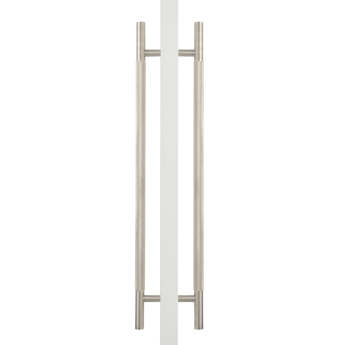 Brushed Nickel Knurled Back to Back Door Pull - Charmian