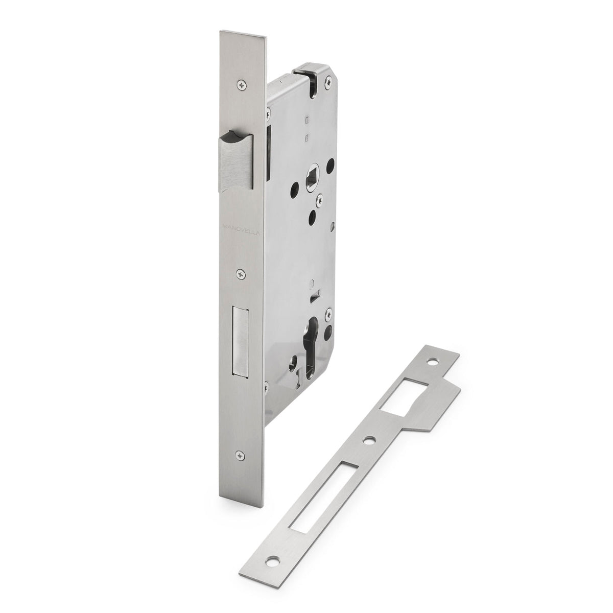 Brushed Nickel Euro Mortice Lock 316SSS (85mm Pitch 60mm Backset)