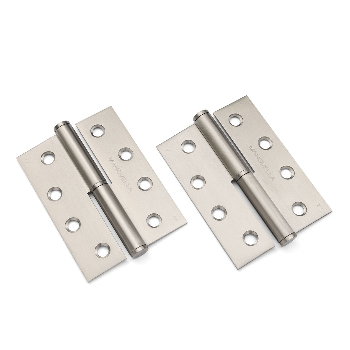 Brushed Nickel Lift Off Left Hand Hinge (Pair) 100mm x 75mm