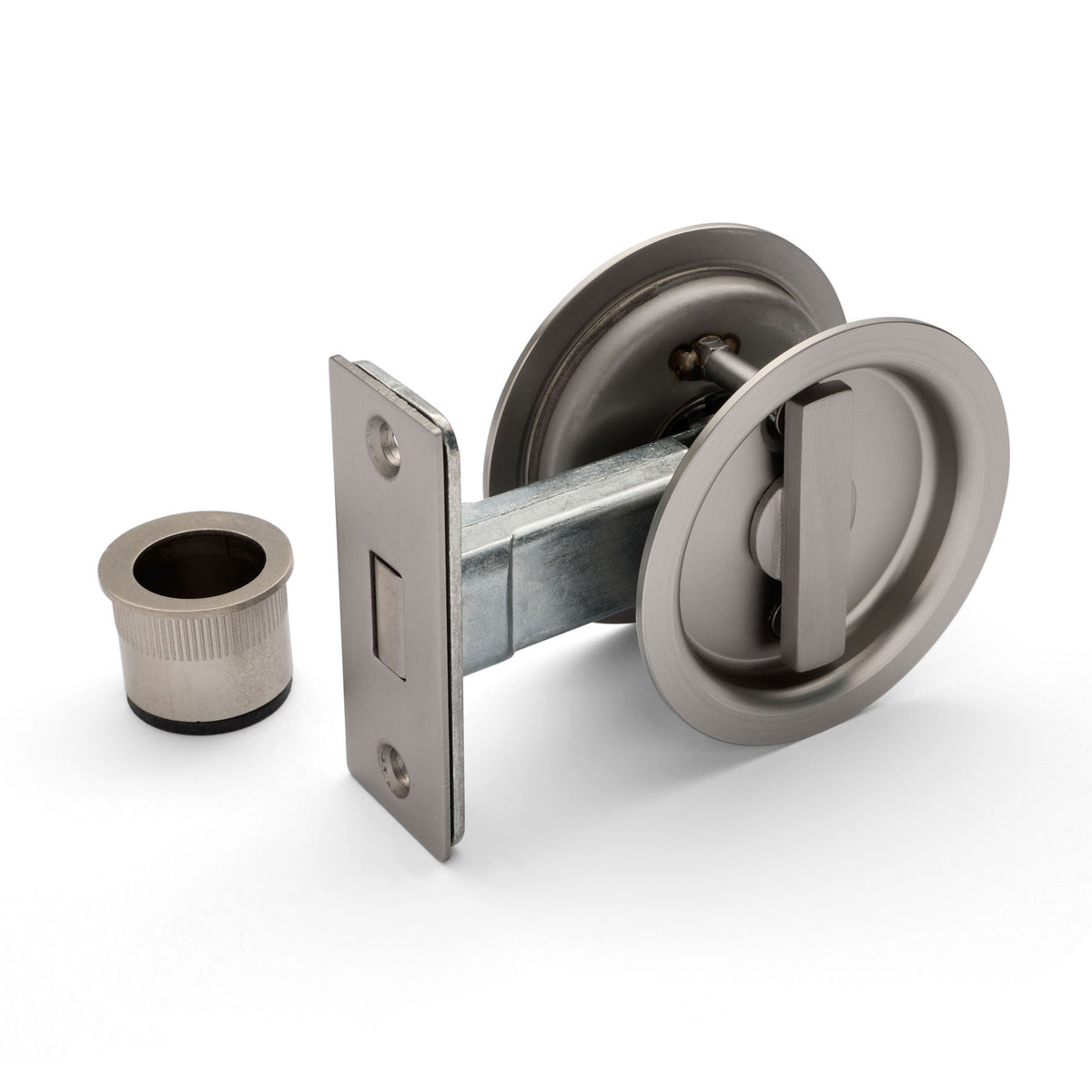 Brushed Nickel Round Sliding Cavity Privacy Lock