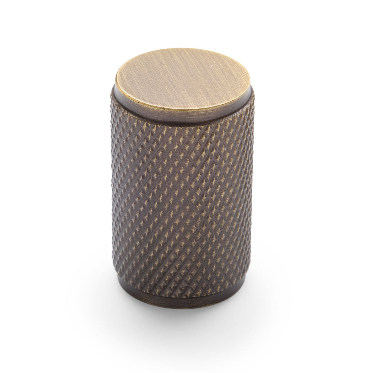 Aged Brass Knurled Cabinet Knob - Helena