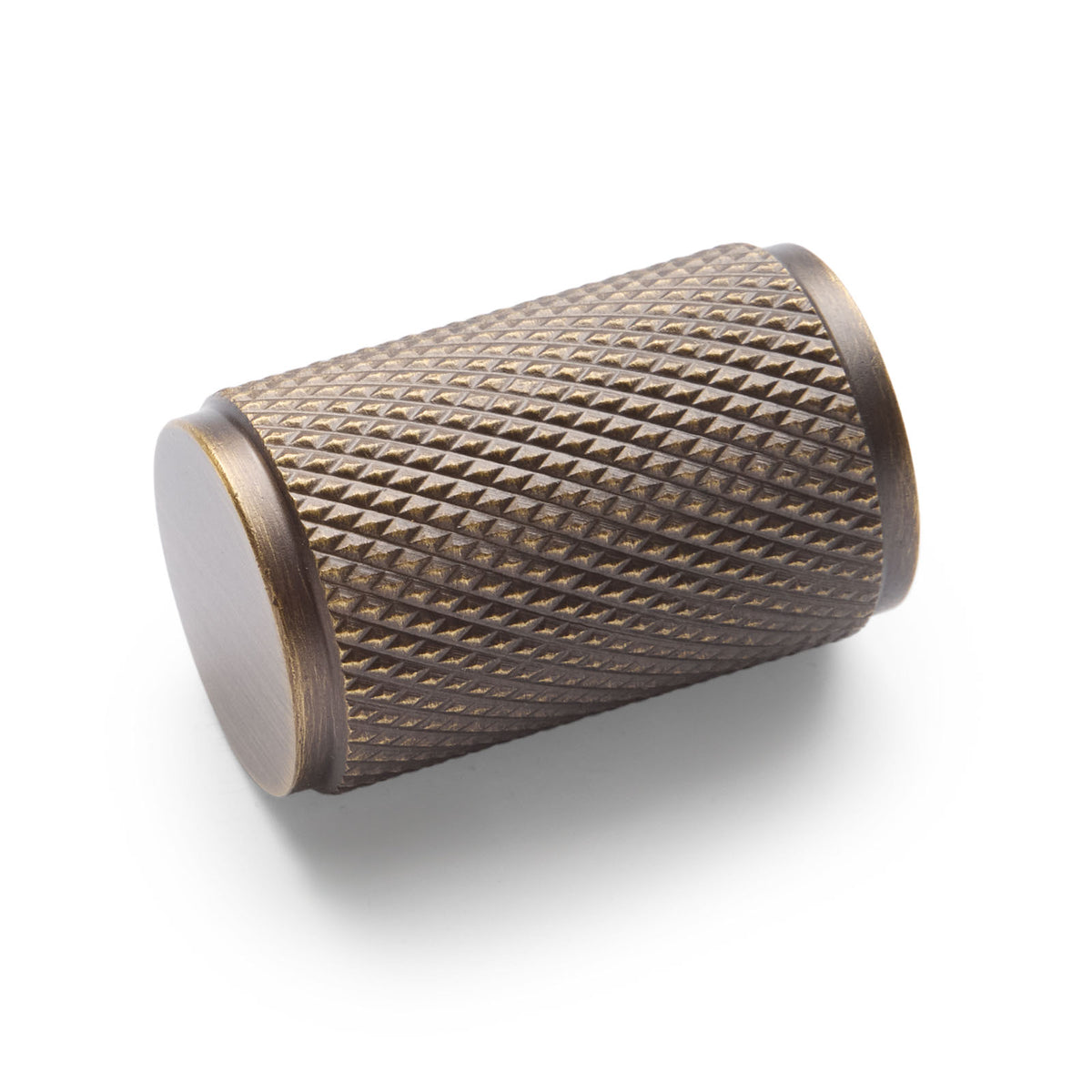 Aged Brass Knurled Cabinet Knob - Helena