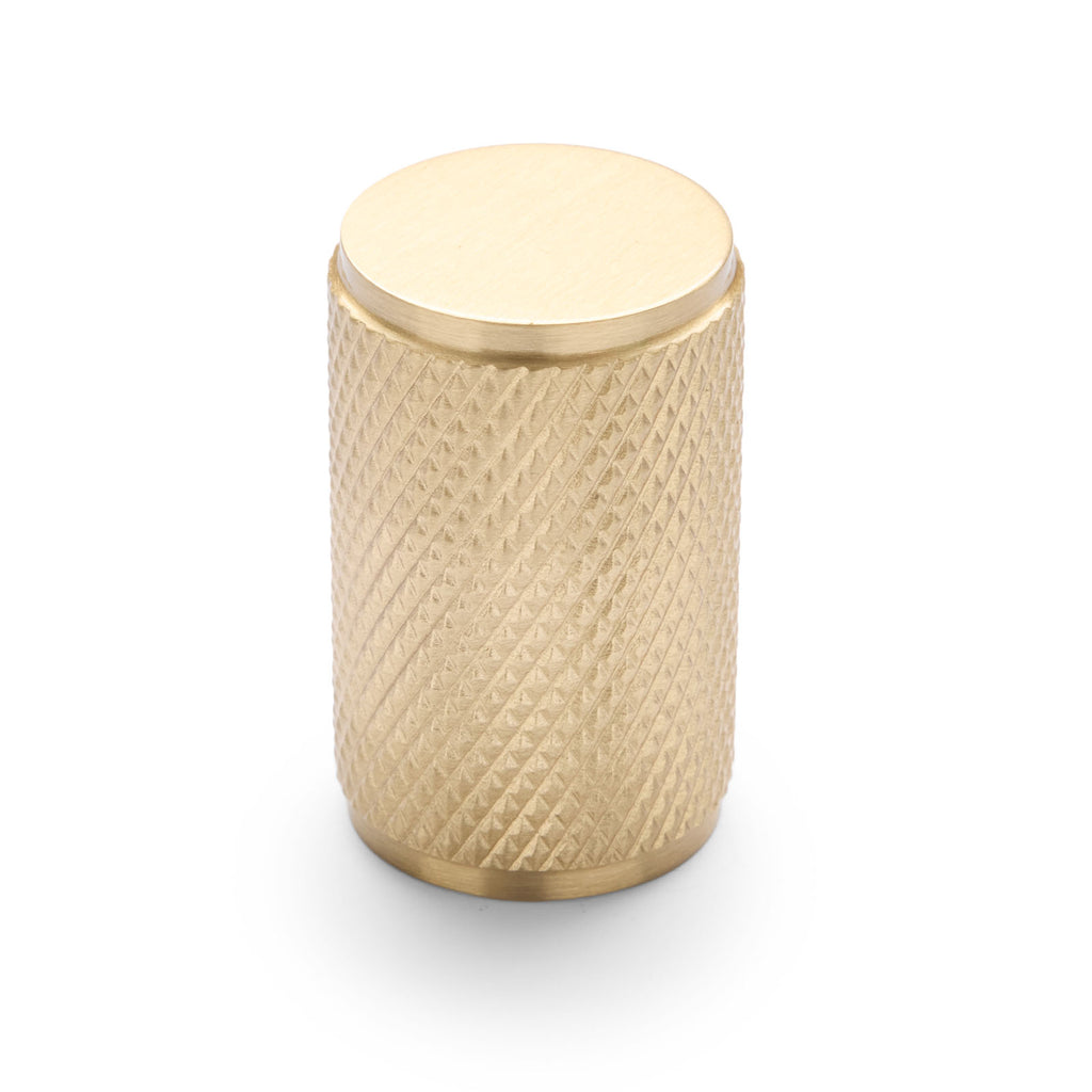 Brushed Brass Knurled Cabinet Knob - Helena