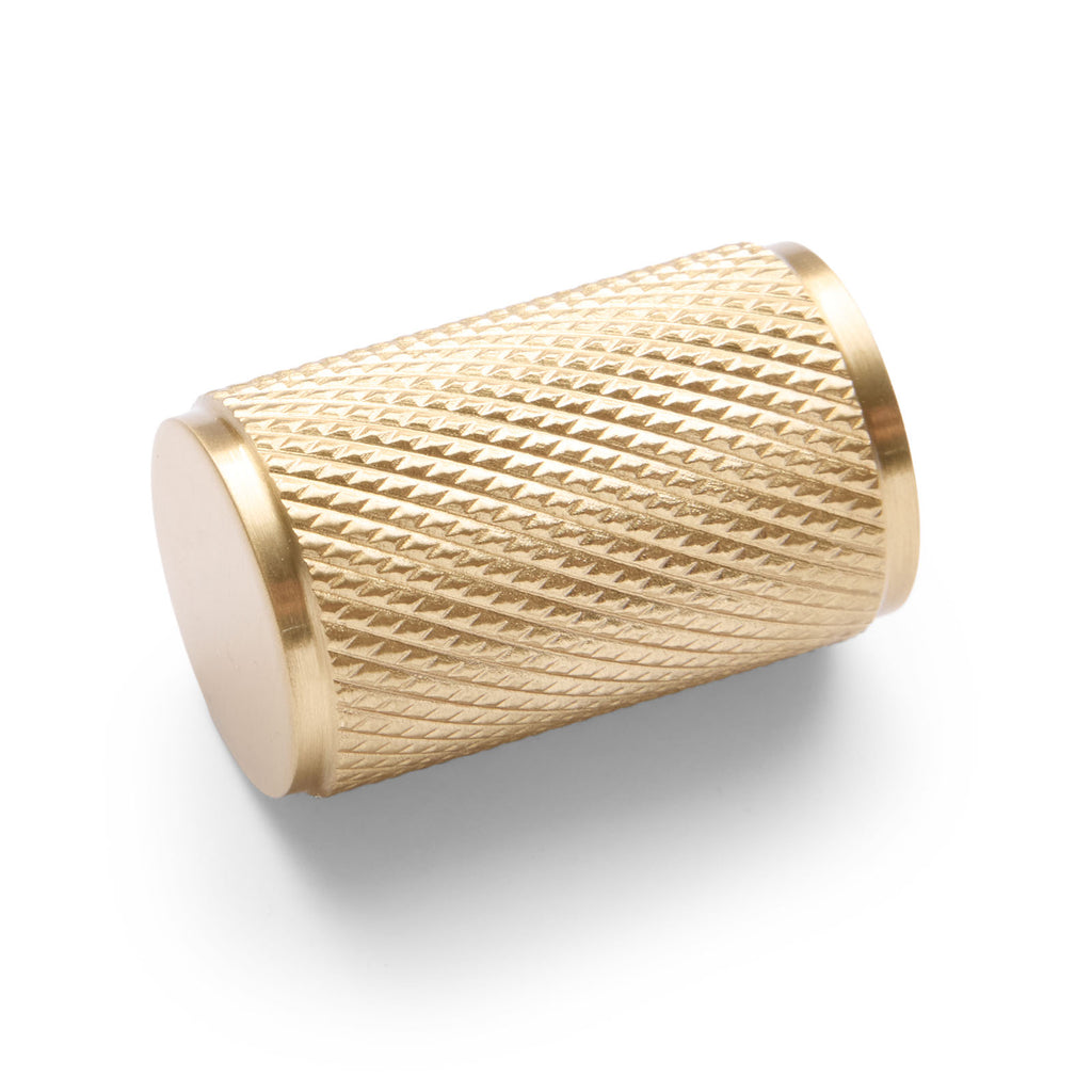 Brushed Brass Knurled Cabinet Knob - Helena