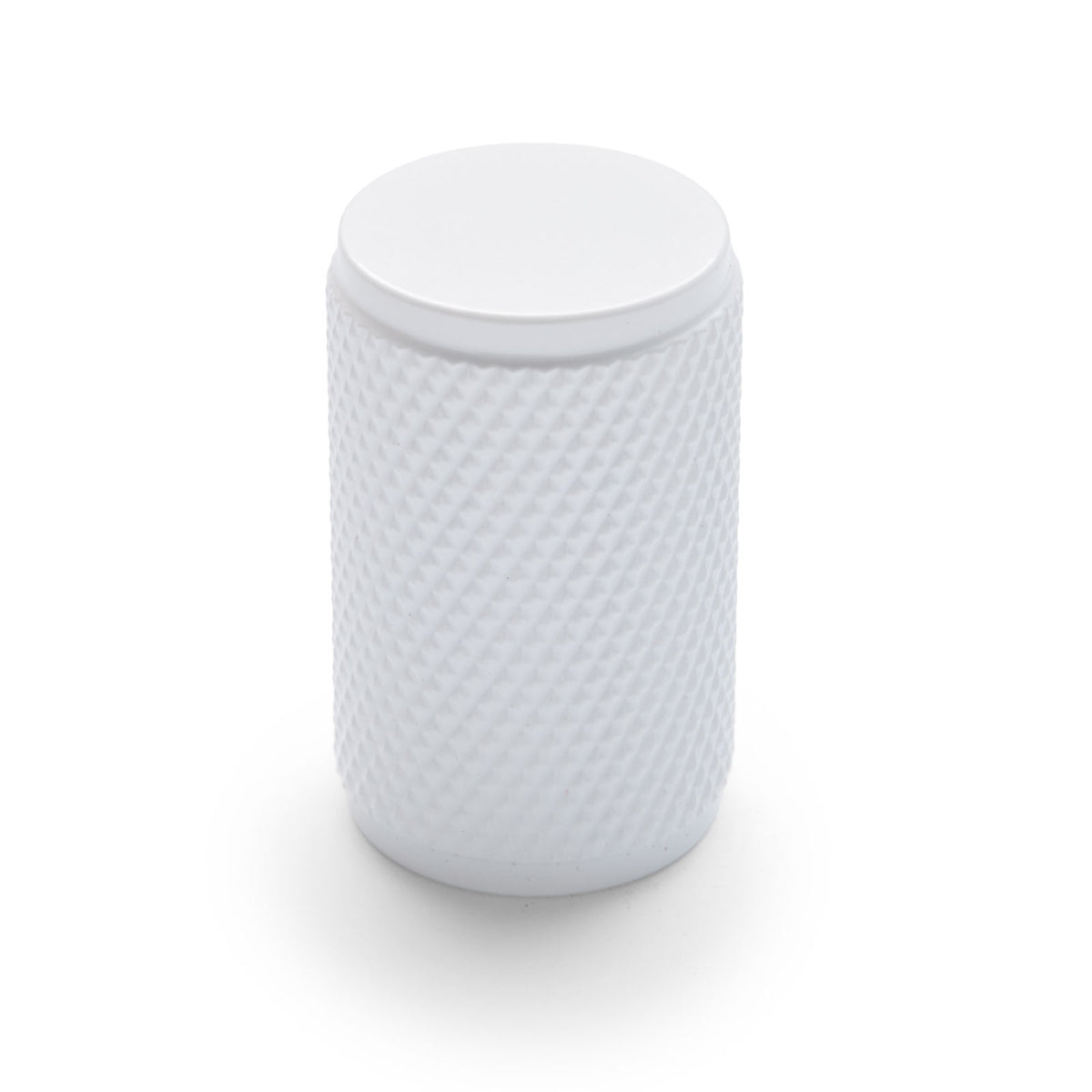 White Knurled Cabinet Knob - Helena