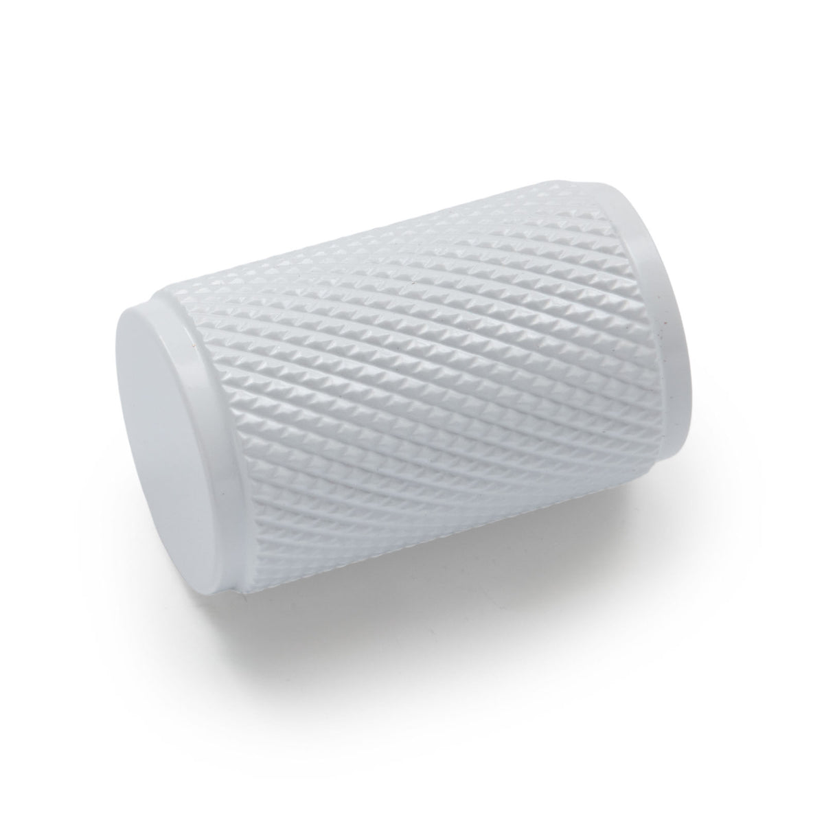 White Knurled Cabinet Knob - Helena